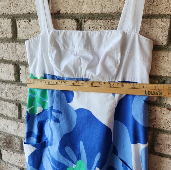 Lilly Pulitzer cotton Yesenia Dress Blue and green floral, lined, 1 in straps 0 - Picture 8 of 16